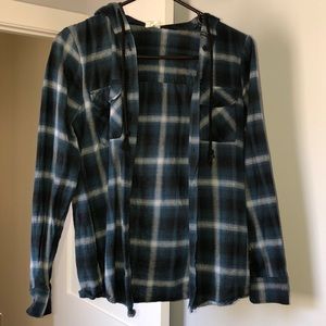 Beautiful blue and black hooded flannel!